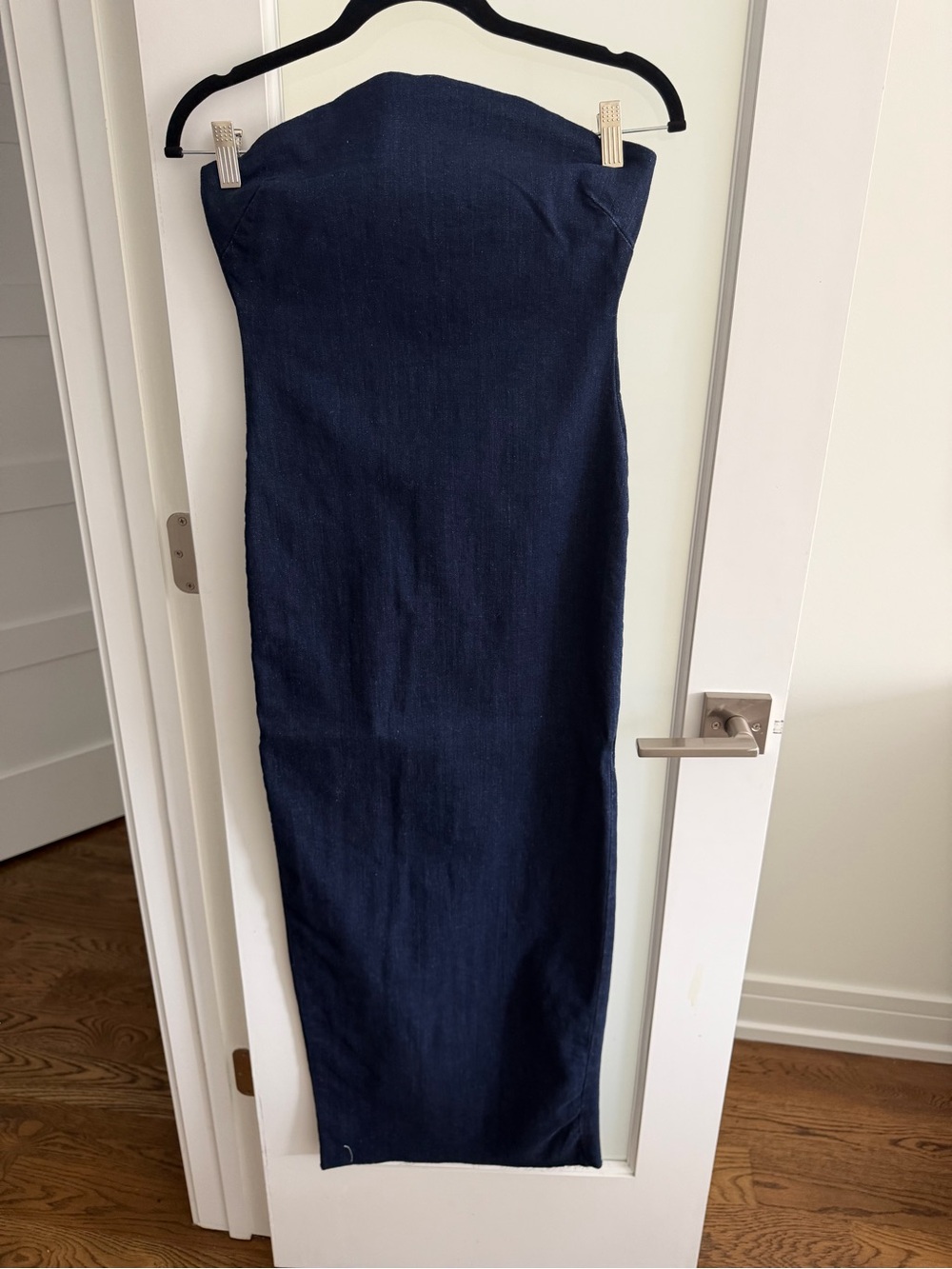 Zara Dark Denim Strapless Dress
